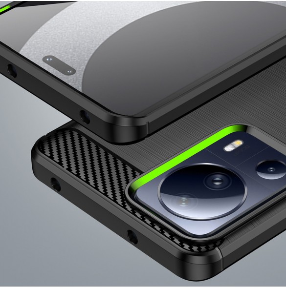 Carbon Case fodral för Xiaomi 13 Lite flexibel silikon kolfodral svart