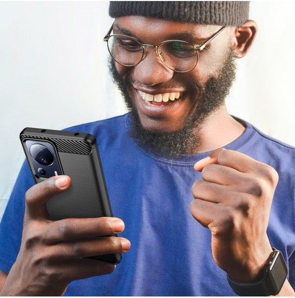 Carbon Case fodral för Xiaomi 13 Lite flexibel silikon kolfodral svart