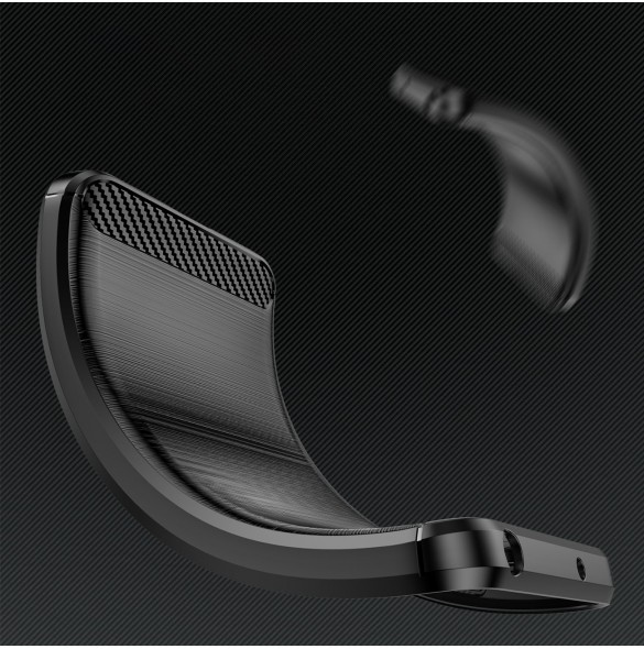 Carbon Case-fodral för Infinix Hot 12 Pro flexibelt silikon kolfodral svart