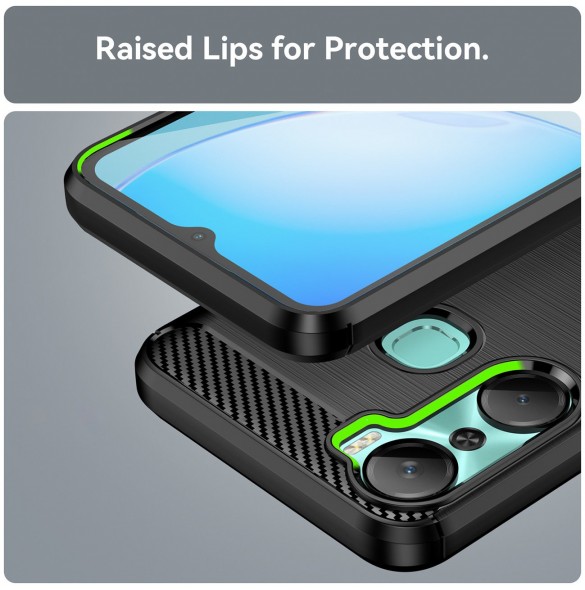 Carbon Case-fodral för Infinix Hot 12 Pro flexibelt silikon kolfodral svart