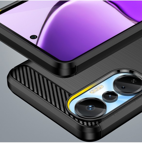 Carbon Case väska för Infinix Hot 20S flexibel silikon kolfodral svart