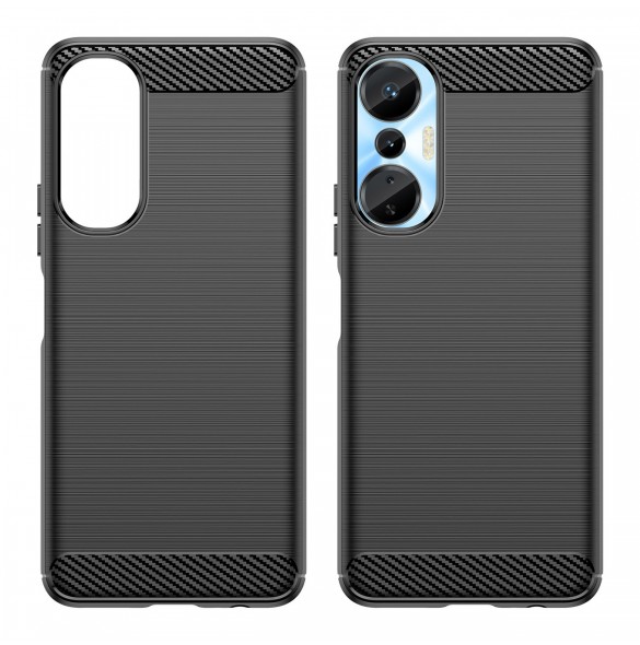 Carbon Case väska för Infinix Hot 20S flexibel silikon kolfodral svart