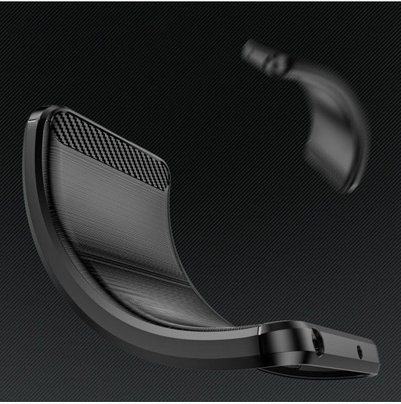 Carbon Case väska för Infinix Hot 20i flexibel silikon kolfodral svart
