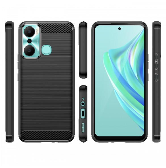 Carbon Case fodral för Infinix Hot 20 Play flexibelt silikon kolfodral svart