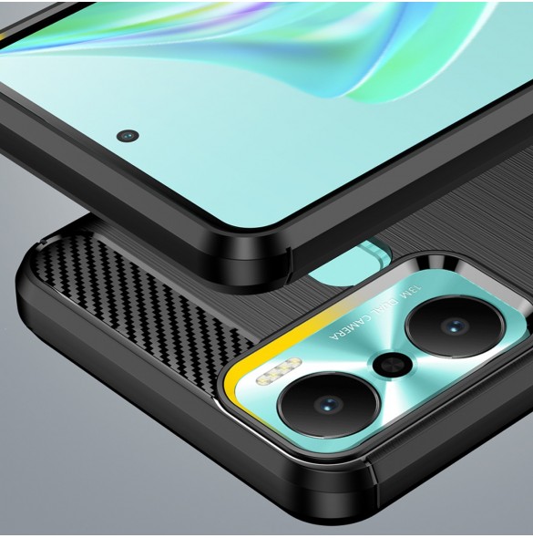 Carbon Case fodral för Infinix Hot 20 Play flexibelt silikon kolfodral svart