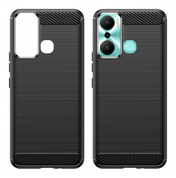 Carbon Case fodral för Infinix Hot 20 Play flexibelt silikon kolfodral svart