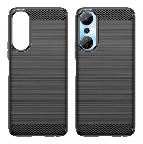 Carbon Case väska för Infinix Hot 20 flexibel silikon kolfodral svart