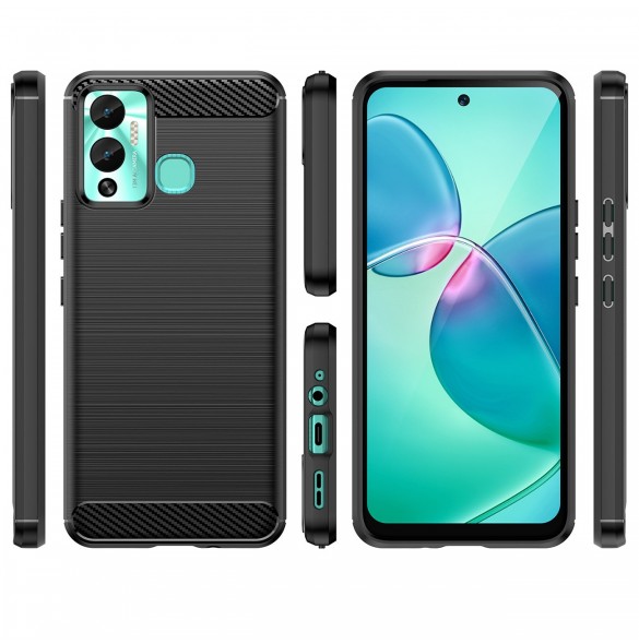 Carbon Case-fodral för Infinix Hot 12 Play NFC / Hot 12 Play flexibelt silikon kolfodral svart