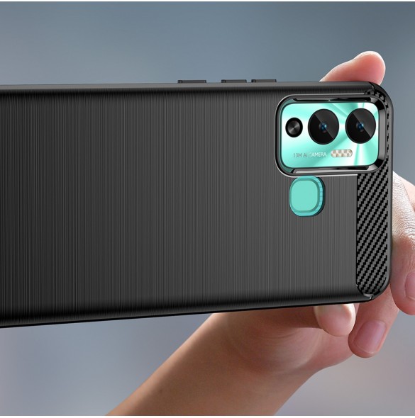 Carbon Case-fodral för Infinix Hot 12 Play NFC / Hot 12 Play flexibelt silikon kolfodral svart