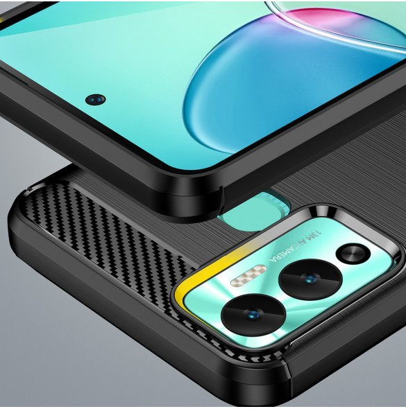 Carbon Case-fodral för Infinix Hot 12 Play NFC / Hot 12 Play flexibelt silikon kolfodral svart