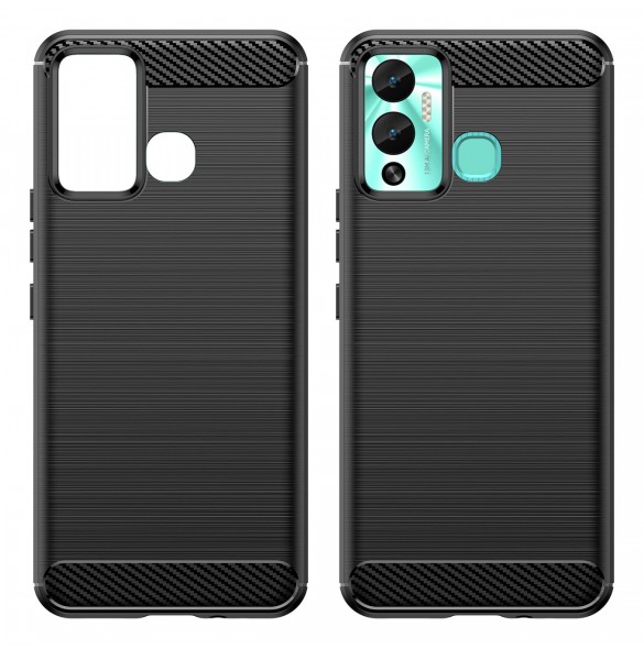 Carbon Case-fodral för Infinix Hot 12 Play NFC / Hot 12 Play flexibelt silikon kolfodral svart
