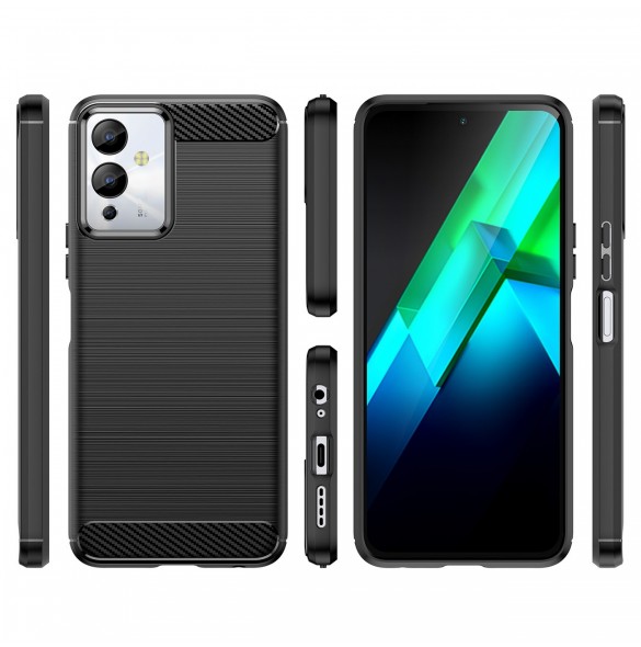 Carbon Case väska för Infinix Note 12i flexibel silikon kolfodral svart