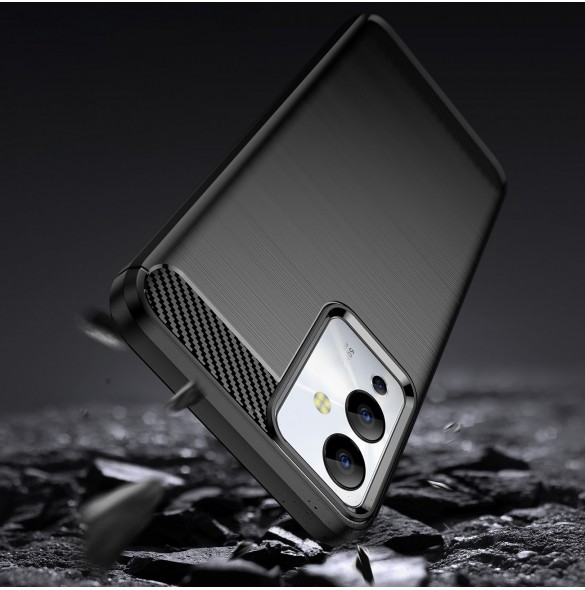 Carbon Case väska för Infinix Note 12i flexibel silikon kolfodral svart