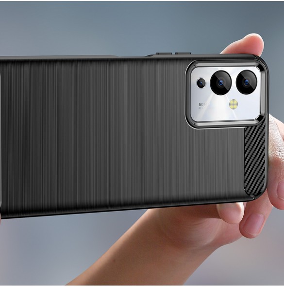 Carbon Case väska för Infinix Note 12i flexibel silikon kolfodral svart