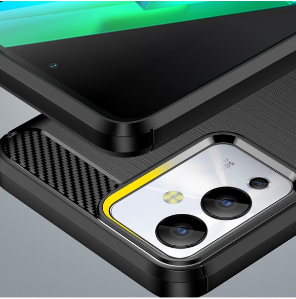 Carbon Case väska för Infinix Note 12i flexibel silikon kolfodral svart