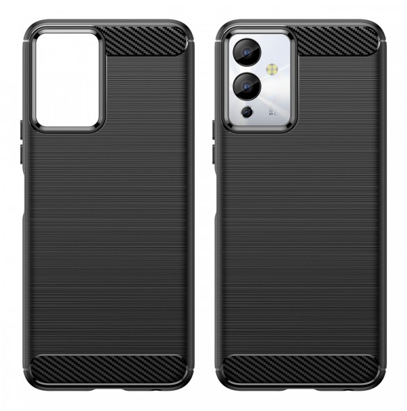 Carbon Case väska för Infinix Note 12i flexibel silikon kolfodral svart