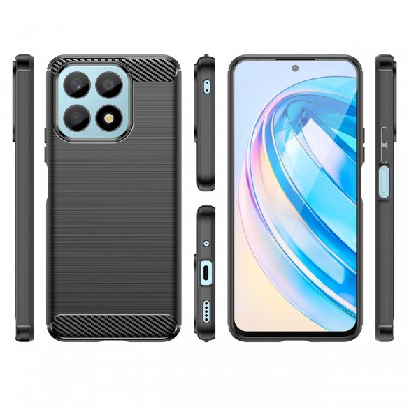 Carbon Case-fodral för Honor X8a flexibel silikon kolfodral svart