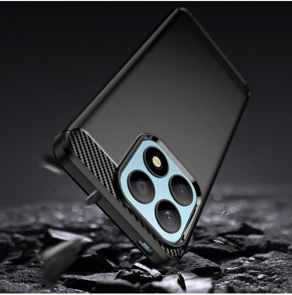 Carbon Case-fodral för Honor X8a flexibel silikon kolfodral svart
