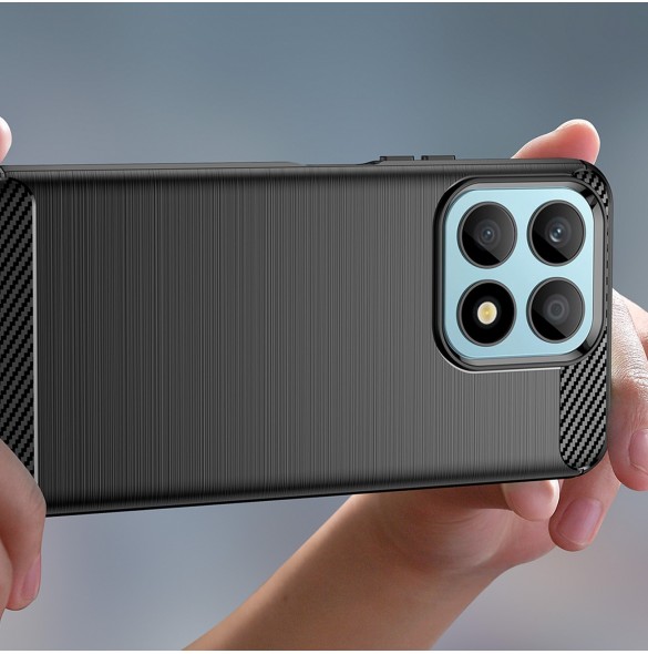 Carbon Case-fodral för Honor X8a flexibel silikon kolfodral svart
