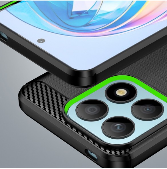 Carbon Case-fodral för Honor X8a flexibel silikon kolfodral svart