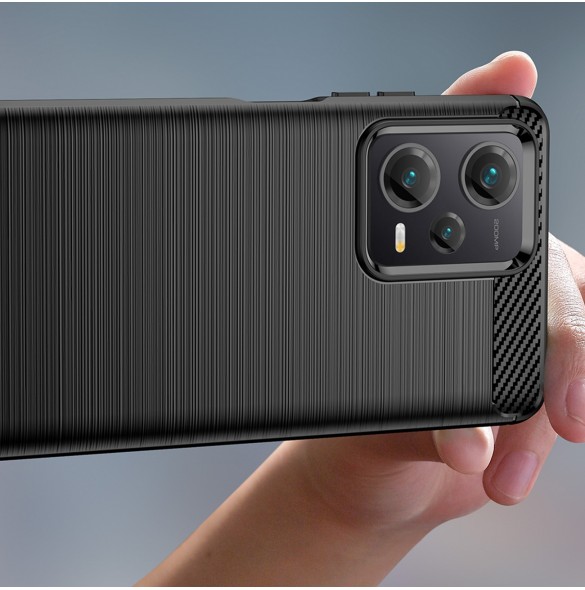 Carbon Case-fodral för Xiaomi Redmi Note 12 Pro+ flexibelt silikon kolfodral svart