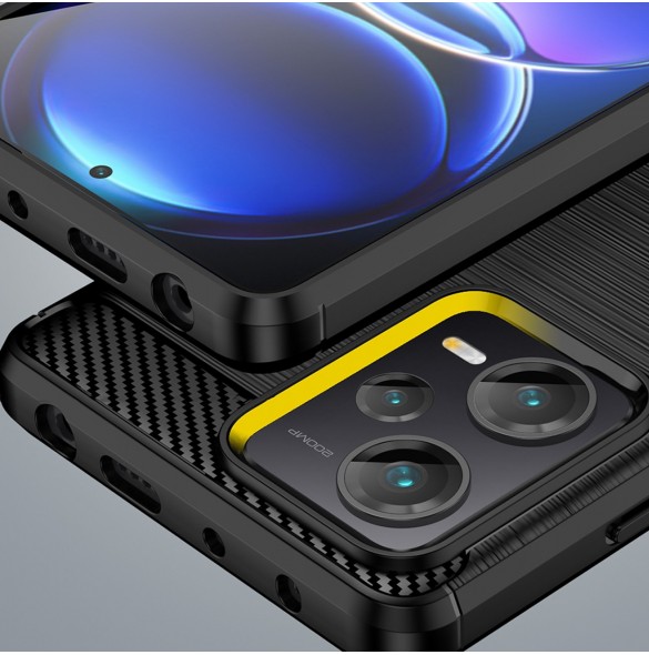 Carbon Case-fodral för Xiaomi Redmi Note 12 Pro+ flexibelt silikon kolfodral svart