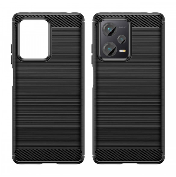 Carbon Case-fodral för Xiaomi Redmi Note 12 Pro+ flexibelt silikon kolfodral svart