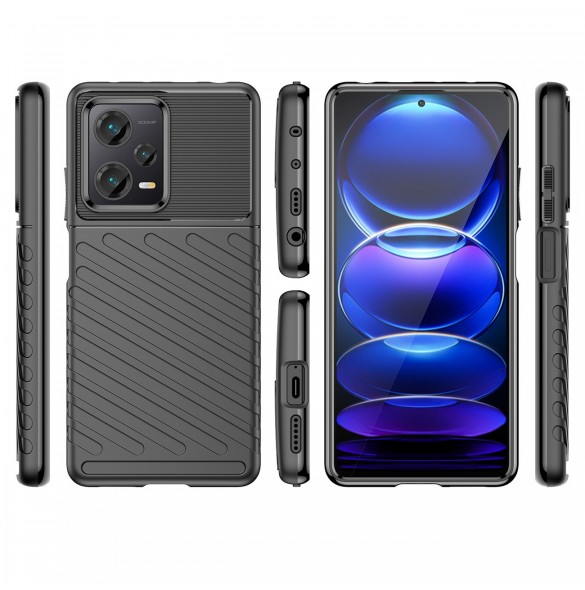 Thunder Case fodral för Xiaomi Redmi Note 12 Pro+ silikon pansarfodral svart