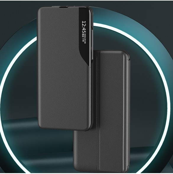 Eco Leather View Case-fodral till Samsung Galaxy A24 4G med ett flipstativ svart