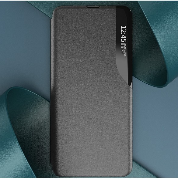 Eco Leather View Case-fodral till Samsung Galaxy A24 4G med ett flipstativ svart