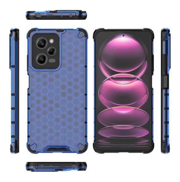 Honeycomb fodral för Xiaomi Redmi Note 12 Pro / Poco X5 Pro 5G pansarhybridfodral blå