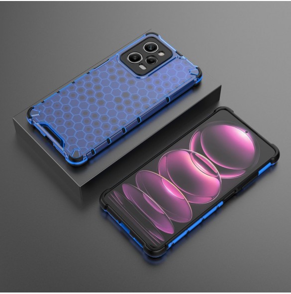 Honeycomb fodral för Xiaomi Redmi Note 12 Pro / Poco X5 Pro 5G pansarhybridfodral blå