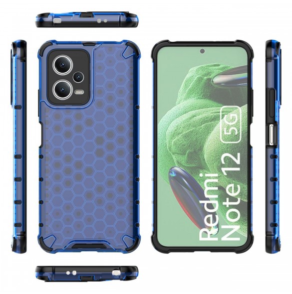 Honeycomb fodral för Xiaomi Redmi Note 12 5G / Poco X5 5G pansarhybridfodral blå