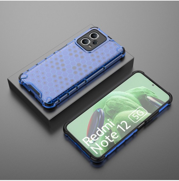 Honeycomb fodral för Xiaomi Redmi Note 12 5G / Poco X5 5G pansarhybridfodral blå