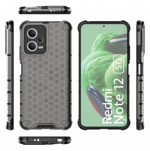 Honeycomb-fodral för Xiaomi Redmi Note 12 5G / Poco X5 5G pansarhybridskydd svart