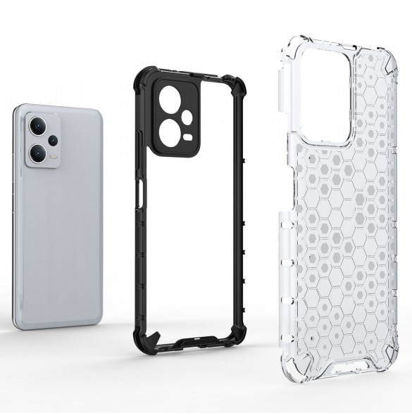 Honeycomb-fodral för Xiaomi Redmi Note 12 5G / Poco X5 5G pansarhybridskydd svart