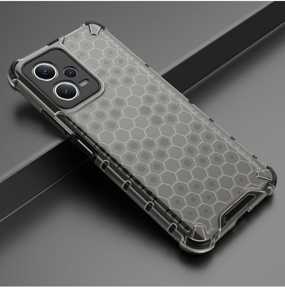 Honeycomb-fodral för Xiaomi Redmi Note 12 5G / Poco X5 5G pansarhybridskydd svart