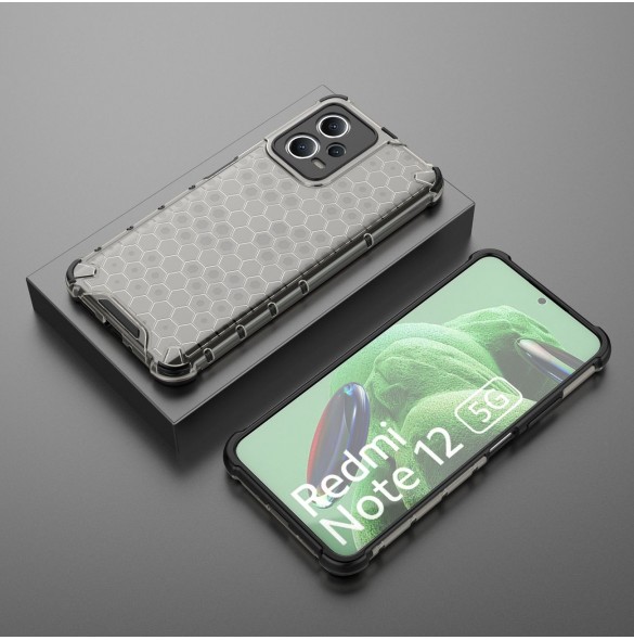 Honeycomb-fodral för Xiaomi Redmi Note 12 5G / Poco X5 5G pansarhybridskydd svart