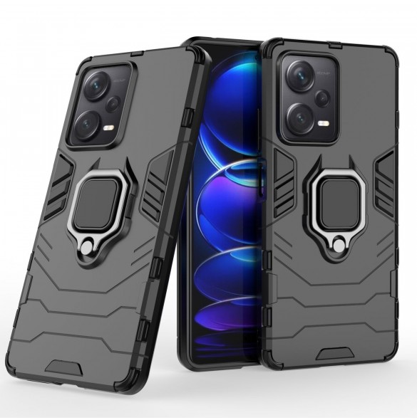 Ring Armor fodral för Xiaomi Redmi Note 12 Pro+ pansarskydd magnetisk hållare ring svart