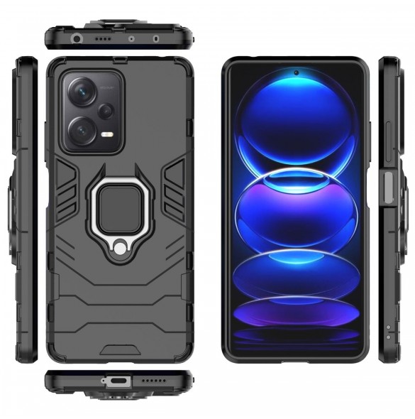 Ring Armor fodral för Xiaomi Redmi Note 12 Pro+ pansarskydd magnetisk hållare ring svart