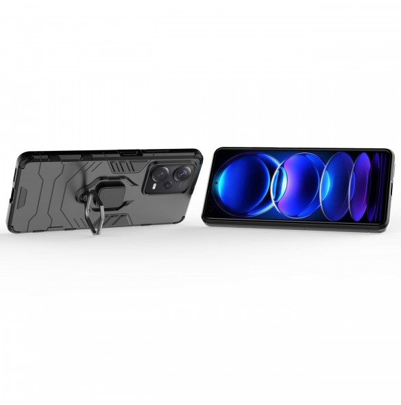 Ring Armor fodral för Xiaomi Redmi Note 12 Pro+ pansarskydd magnetisk hållare ring svart