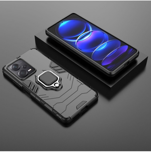 Ring Armor fodral för Xiaomi Redmi Note 12 Pro+ pansarskydd magnetisk hållare ring svart