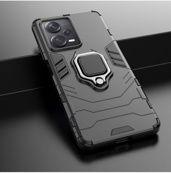 Ring Armor fodral för Xiaomi Redmi Note 12 Pro+ pansarskydd magnetisk hållare ring svart