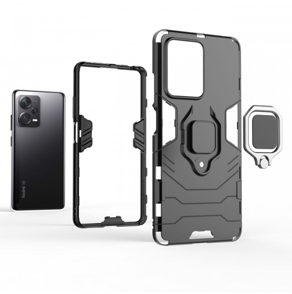 Ring Armor fodral för Xiaomi Redmi Note 12 Pro+ pansarskydd magnetisk hållare ring svart
