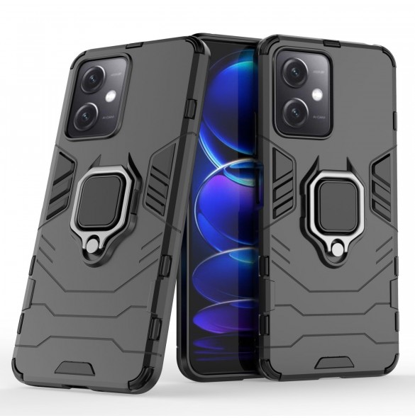 Ring Armor Case för Xiaomi Redmi Note 12 5G / Poco X5 5G Armor Cover Magnetisk Hållare Ring Svart