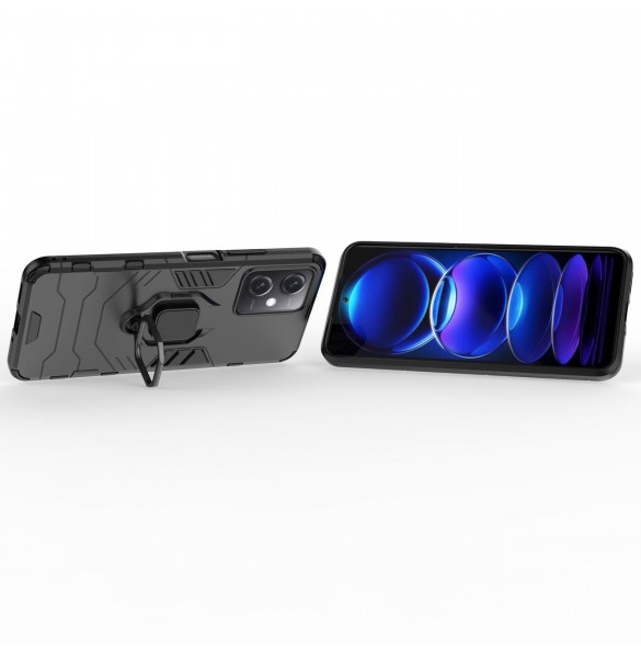Ring Armor Case för Xiaomi Redmi Note 12 5G / Poco X5 5G Armor Cover Magnetisk Hållare Ring Svart