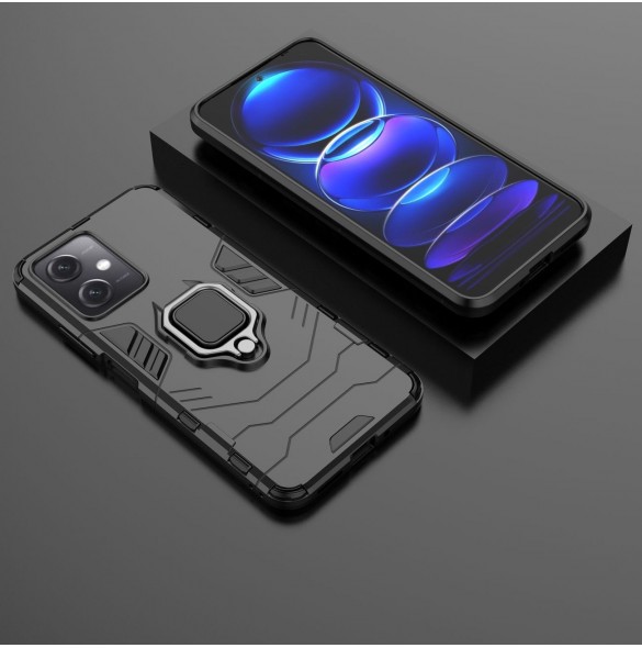 Ring Armor Case för Xiaomi Redmi Note 12 5G / Poco X5 5G Armor Cover Magnetisk Hållare Ring Svart
