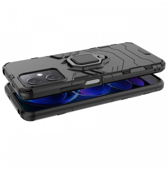 Ring Armor Case för Xiaomi Redmi Note 12 5G / Poco X5 5G Armor Cover Magnetisk Hållare Ring Svart