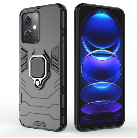 Ring Armor Case för Xiaomi Redmi Note 12 5G / Poco X5 5G Armor Cover Magnetisk Hållare Ring Svart