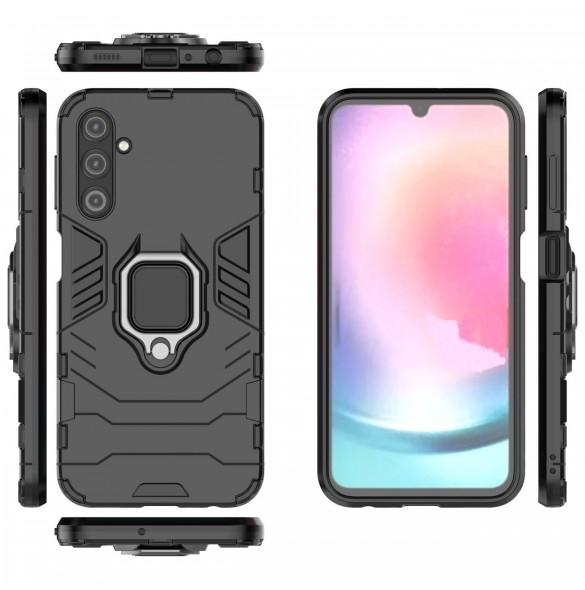 Ring Armor fodral till Samsung Galaxy A24 4G pansarskal magnetisk hållare ring svart